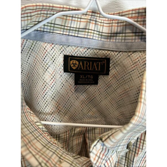 Ariat Men’s XL Multicolor Stripe Western Shirt Short Sleeve EUC | Cowboy Casual - Picture 3 of 4